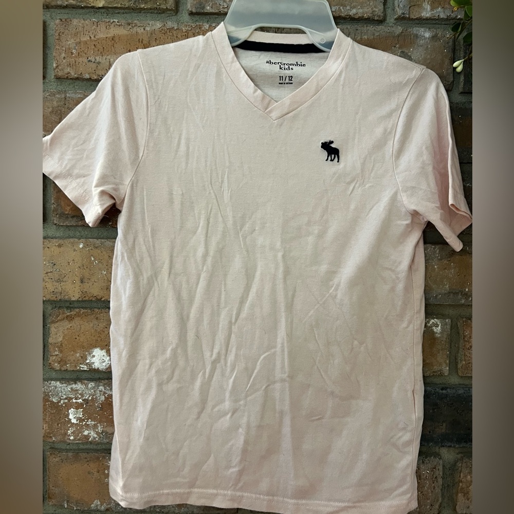 Boys Abercrombie brand V-neck tee - pale pink size 11/12